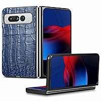 Cell Phone Case for Google Pixel Fold, Classic Crocodile Pattern Premium PU Leather Hard PC Protection Case Ultra-Thin Flip Shockproof Protective Cover,Blue