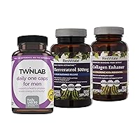 ResVitále Resveratrol 500 mg - 60 Veggie Capsules & Twinlab TWL Men's Daily One 60 ct & ResVitále Collagen Enhance - 60 Capsules