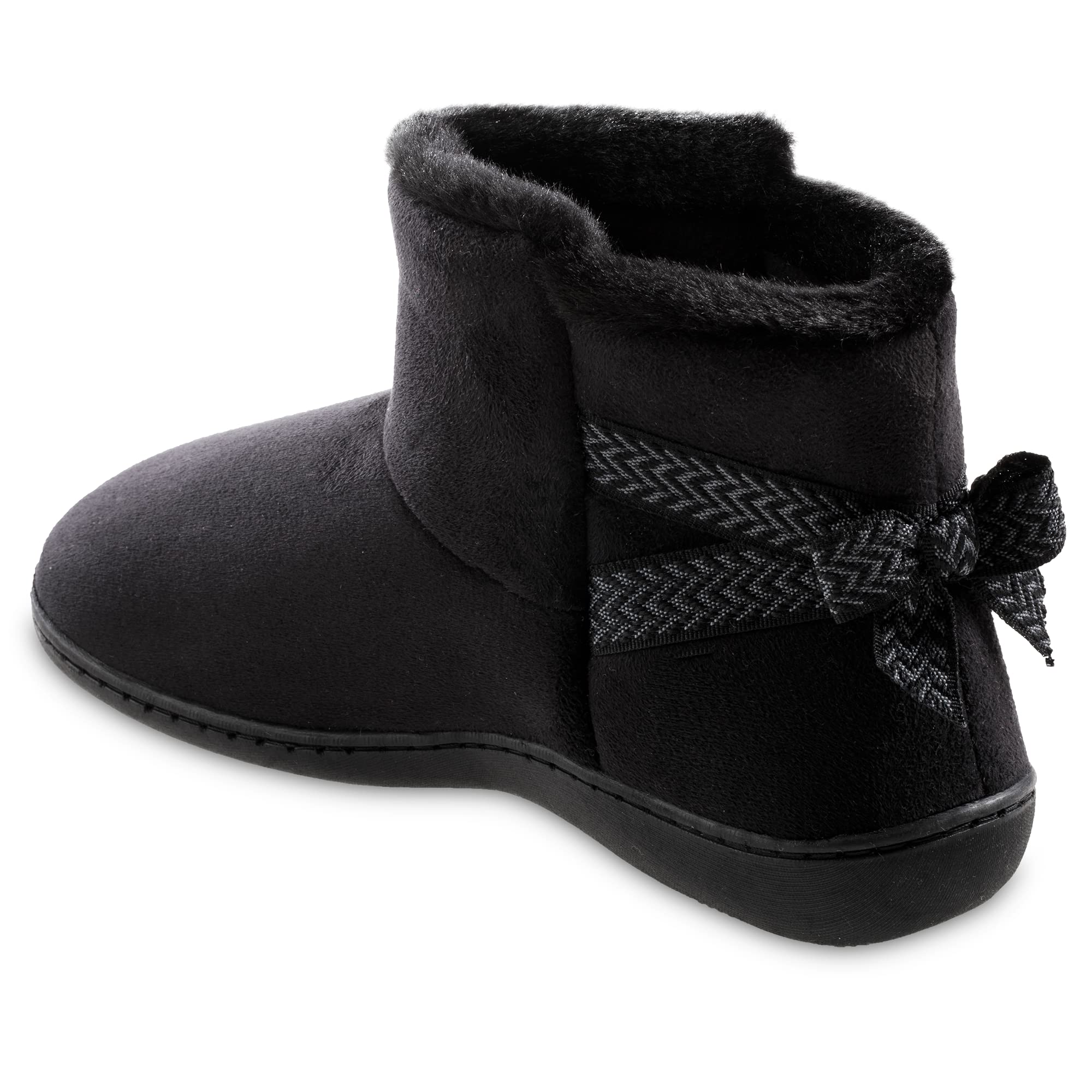 isotoner Women's Microsuede Mallory Bootie Slippers with Bow