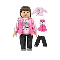American Fashion World Pink Bunny Vest 3 Piece Pants Set for 18-Inch Dolls | Premium Quality & Trendy Design | Dolls Clothes | Outfit Fashions for Dolls for Popular Brands