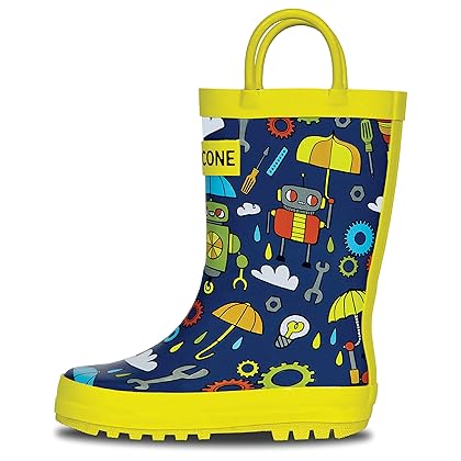 Lone Cone Rain Boots with Easy-On Handles in Fun Patterns for Toddlers and Kids