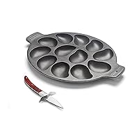 Outset 76469 Oyster Lovers Cast Iron Grill Set and Knife, Multicolored