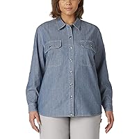 Dickies Women's Plus Size Long Sleeve Roll-tab Work Shirt