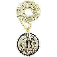Black Wall Street Pendant Necklace with Crystal Rhinestones