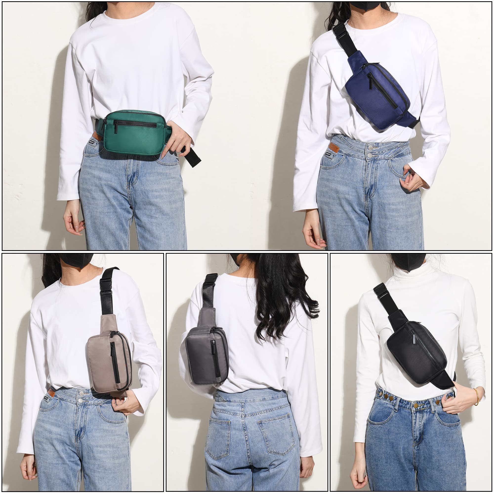 Fanny Packs for Women Men, Fashion Waist Pack Crossbody Bags Belt Bag with Adjustable Strap for Running Hiking Travel.