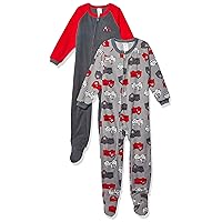Baby Boys' Toddler Loose Fit Flame Resistant Fleece Footed Pajamas 2-Pack