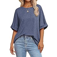 ATHMILE Womens Oversized T Shirts Loose Fit Crewneck Short Sleeve Summer Casual Blouse 2024 Y2K Tee Tops