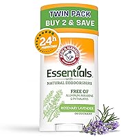 ARM & HAMMER Essentials Deodorant- Rosemary Lavender- Solid Oval- Twin Pack (Pack of 2/ 2.5oz)- Made with Natural Deodorizers- Free From Aluminum, Parabens & Phthalates
