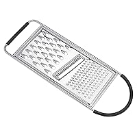 Amazon Basics Rectangular Stainless Steel Flat Cheese Grater with Non-Slip Handle and Base, Black (Previously AmazonCommercial brand)