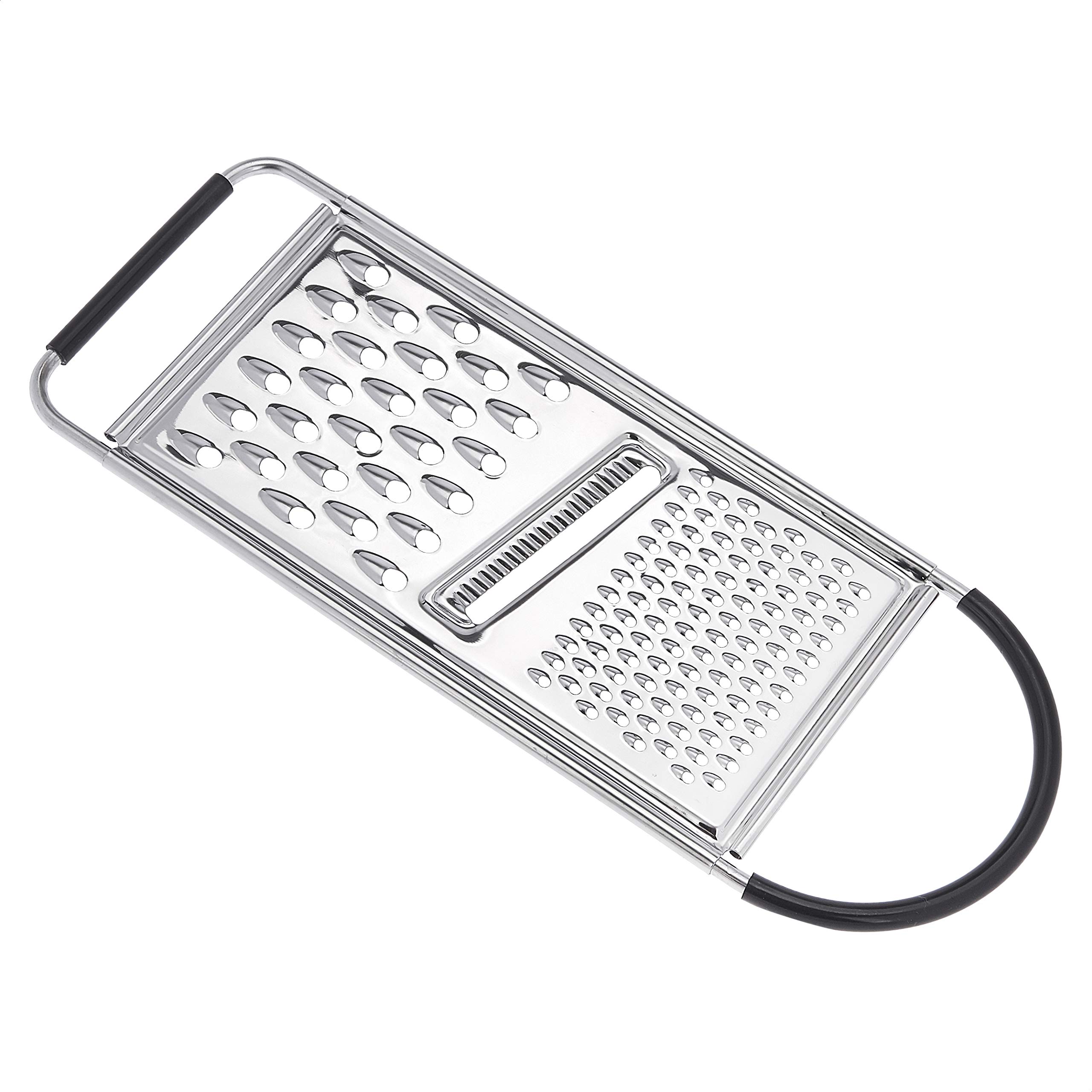 AmazonCommercial Stainless Steel Flat Cheese Grater with Non-Slip Handle and Base