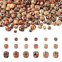 Pandahall 300pcs Large Hole Painted Wooden Beads Natural Wood Rondelle Macrame Beads for Rosary Jewelry Making Hair Braid Crafts