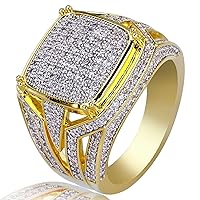 Jewelry Iced Out Personalized Fashion Ring Wedding Band 18K Gold Plated Bling CZ Simulated Diamond Hip Hop Ring for Men Women