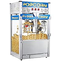 Pop Heaven Popcorn Machine - 12oz Stainless-Steel Kettle, Reject Kernel Tray, Warming Light, and Accessories by Great Northern Popcorn (Blue)