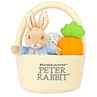 GUND Beatrix Potter Peter Rabbit Easter Basket Sensory Toy Playset, 4-Piece Plush Toy Playset for Ages 1 and Up, 8.5”