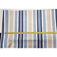 Upholstery, Waterproof Outdoor Blue/Beige Canvas Stripes Fabric Per Yard 60 Inches Wide,