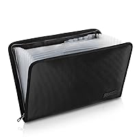 ENGPOW Fireproof File Folder Fireproof Fire and Water Resistant Money Document Bag with A4 Size 13 Pockets Zipper Closure Non-Itchy Silicone Coated Portable Filing Organizer Pouch(14.3