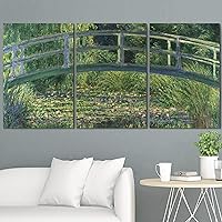 wall26 3 Panel Canvas Wall Art - The Water Lily Pond by Claude Monet - Giclee Print Gallery Wrap Modern Home Art Ready to Hang - 16
