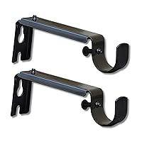 Adjustable Curtain Rod Extension Brackets - ⅝ or ¾ Inch Rod (Black)