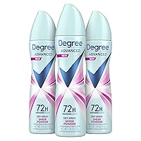 Advanced Antiperspirant Deodorant Dry Spray 72-Hour Sweat and Odor Protection Sheer Powder Deodorant Spray For Women With MotionSense Technology 3.8 oz, Pack of 3