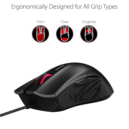 ASUS Optical Gaming Mouse - ROG Gladius II Core | Ergonomic Right-hand Grip | Lightweight PC Gaming Mouse | 6200 DPI Optical Sensor | Omron Switches | 6 Buttons | Aura Sync RGB Lighting