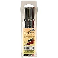 Uchida of America 4-Piece 0.3 Point Size Le Drawing Pen Set Art Supplies, 4 Count (Pack of 1), Dark Colors