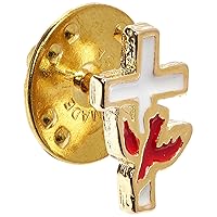 Cathedral Art (Abbey & CA Gift Red Dove on White Cross Inspirational Lapel Pin, One Size