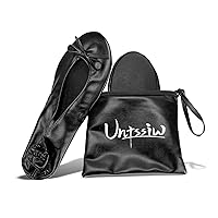 Women's Foldable Portable Ballet Flat Roll Up Slipper Shoes with Travel Pouch - Fold Up Ballet Flats for Women - Black,Silver,Gold,Pink