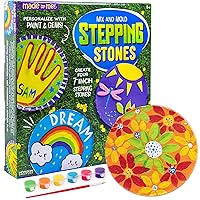 Mix & Mold Your Own & Make 4 DIY Personalized Stepping Stones, Great Spring & Summer Weekend Activity, Perfect Keepsake, Birthday Party Idea for Kids Ages 5, 6, 7, 8, 9, Multicolor