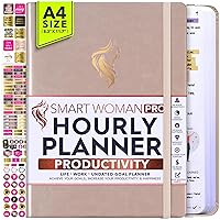 Hourly Planner - Undated Weekly & Monthly Life Planner, 12 Month Journey to Increase Productivity & Happiness, Gratitude Journal, Financial Planner, Self Care Journal for Women - Vertical Layout
