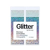 Gun Metal Grey Holographic Twin Pack Glitter, 2 x Ultrafine 130G/4.58OZ Craft Glitter Shakers, Craft Glitter for Resin, Metallic Iridescent Sequin Flake Bulk, Glitter for Makeup Body, Tumblers