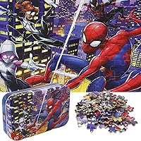 60 Pieces Marvel Spiderman Jigsaw Puzzles for Kids Ages 4-8,Learning Educational Puzzles for Children Girls and Boys,Packed in Tin Box,Gift for Children (0668)