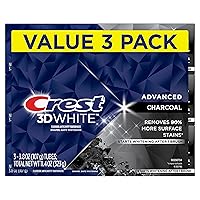 3D White Charcoal Teeth Whitening Toothpaste, 3.8 oz, Pack of 3