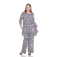 White Mark Comfortable and Stylish Plus Size 2 Piece Head to Toe Printed Clothing Set
