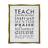 Stupell Industries Inspirational Teacher Classroom List Framed Floater Canvas Wall Art, Design by Lettered and Lined