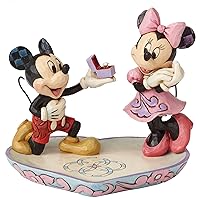 Enesco Disney Traditions by Jim Shore Mickey and Minnie Mouse A Magical Moment Ring Dish Figurine- Hand Painted Stone Shelf Decorative Statue Sculpture Collectible Figurines Home Decor Gift, 5.1 Inch