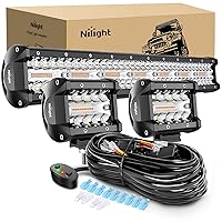 Nilight 20Inch 420W LED Light Bar 2PCS 4Inch 60W Light Pods Amber White Strobe 6 Modes Memory Function Reset Function Off Road Truck with 16AWG Wiring Harness Kit-3 Lead, 2 Years Warranty