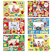 30 Packs Christmas Picture Frame Craft Kits for Kids Holiday DIY Craft Gingerbread Candy Santa Reindeer Xmas Art Favor Home Classroom Game Activities