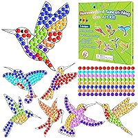 7pcs Spring Hummingbirds Arts and Crafts Suncatchers Big Gem Diamond Painting for Kids DIY Arts Crafts for Kids Ages 6-8, 8-12 Birds Stained Glass Gifts Exchange for Home School Window Decor