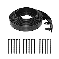 EasyFlex Tall Wall No-Dig Landscape Edging with Anchoring Spikes, 2.5 in. Tall Straight Top Plastic Garden Border with Woodgrain Texture, 40 Foot Kit, Black (3220E-40C)