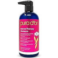 PURA D'OR Intense Therapy Shampoo (16oz) Repairs Damaged, Distressed, Over-Processed Hair, Infused with Natural Ingredients, Sulfate Free, All Hair Types, Men and Women (Packaging May Vary)