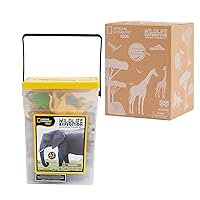 National Geographic Kids Tub of Realistic Safari Animal Toy Figurines, Packaging from Recycled Materials, Storage Container, Kids Toys for Ages 3 Up, Amazon Exclusive