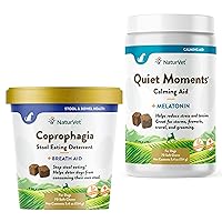 NaturVet – Coprophagia Stool Eating Deterrent Plus Breath Aid – 70 Soft Chews & Quiet Moments Calming Aid – Helps Promote Relaxation, Reduce Stress, Storm Anxiety, Motion Sickness for Dogs – 70 Ct.