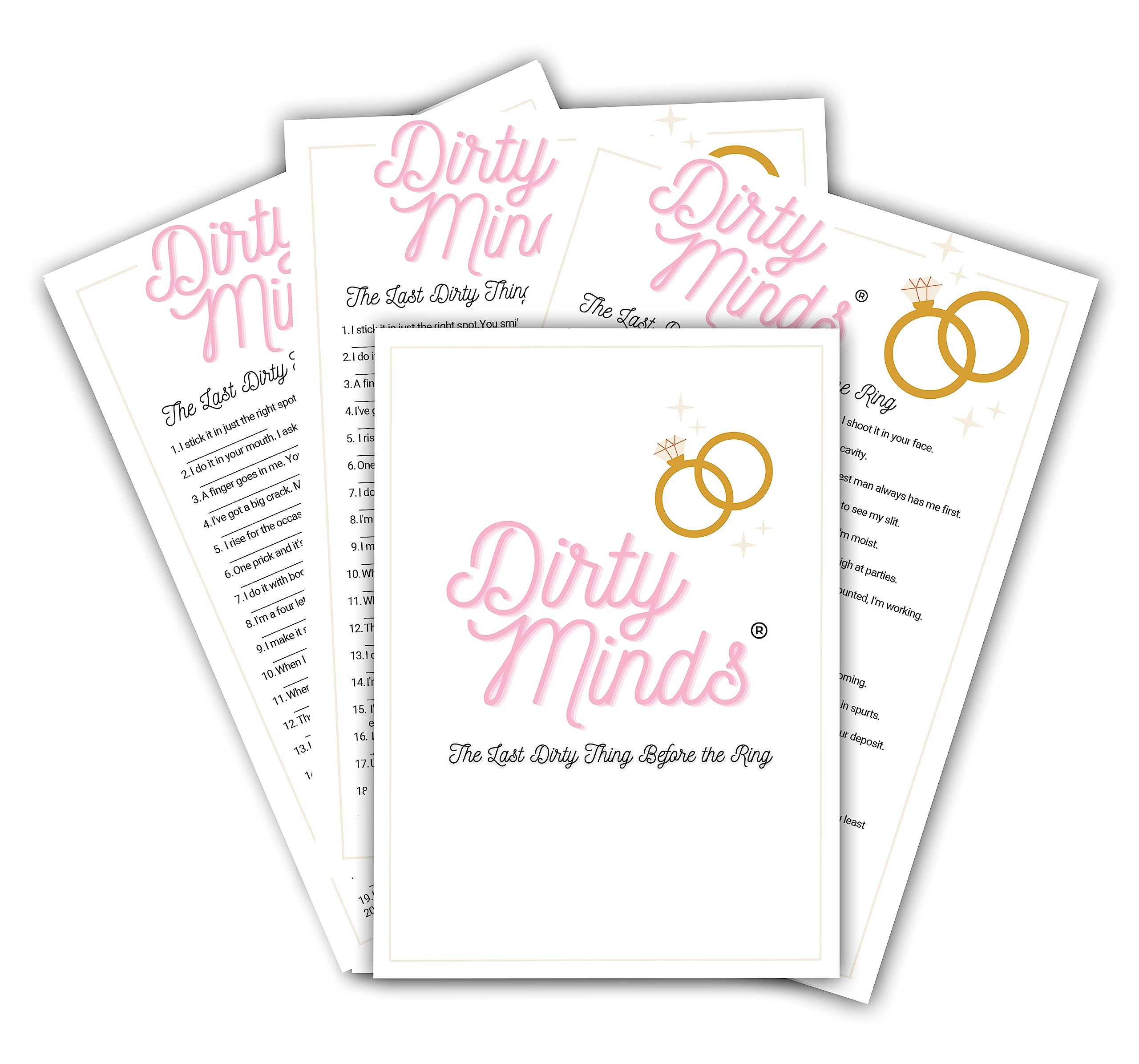 TDC Games Dirty Minds Bridal Shower Games for Adults, Bachelorette Party Games Quiz with Naughty Clues for 25 Guests, Adult Games for Game Night, Couples Games for Adults, Funny Wedding Shower Games