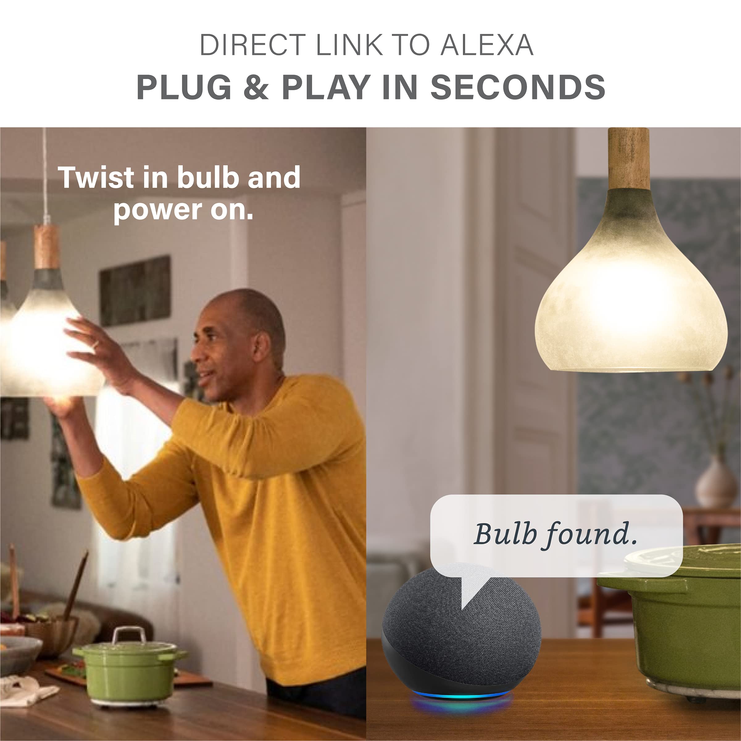 Sengled Alexa Light Bulb, S1 Auto Pairing with Alexa Devices, Warm Light Bulbs, Smart Light Bulbs that Work with Alexa, Bluetooth Mesh Smart Home Lighting, E26 60W Equivalent, 800LM, 2-Pack