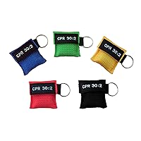 5pcs CPR Rescue Barrier 30:2 CPR Face Shiled with Keychains Emergency Kit Rescue Face Shields with One-Way Valve Breathing Barrier for First Aid or AED Training 5 Color
