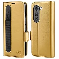 OCASE Case for Samsung Galaxy Z Fold 5 5G Wallet Case with S Pen Holder, PU Leather Flip Folio Case with Card Slots RFID Blocking Kickstand Phone Cover 7.6 Inch-Golden Sunset