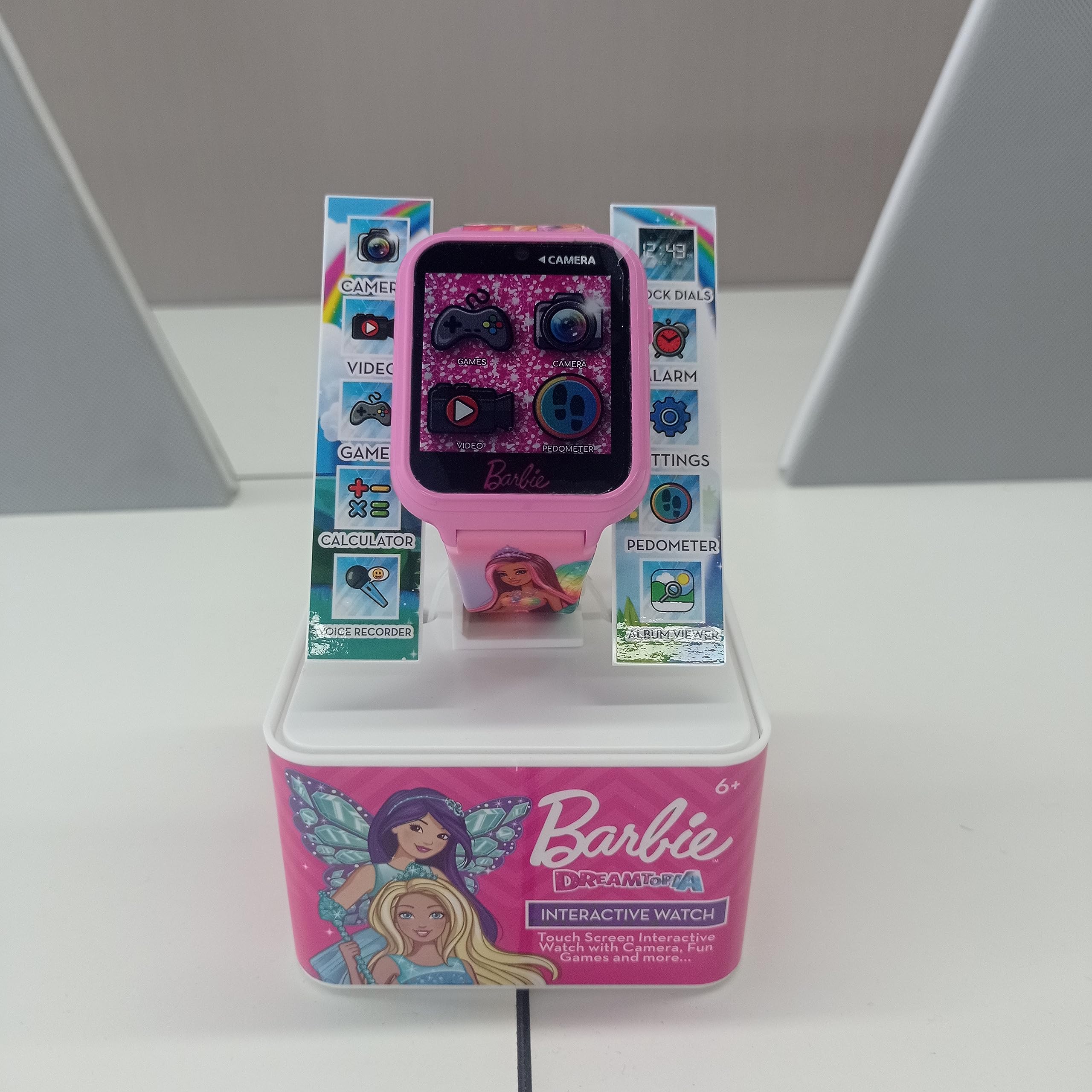 Accutime Barbie Pink Educational Learning Touchscreen Kids Smart Watch - Toy for Girls, Boys, Toddlers - Selfie Cam, Learning Games, Alarm, Calculator, Pedometer & More (Model: BAB4075AZ)