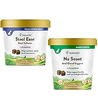 NaturVet - No Scoot for Dogs - 60 Soft Chews - Supports Healthy Anal Gland & Bowel Function & Stool Ease for Dogs – 40 Soft Chews – Helps Maintain Regular Bowel Movements