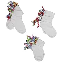 Jefferies Socks Girls 2-6X Curly Q Turn Cuff 3 Pair Pack Socks