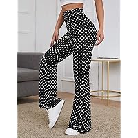 Women's Pants Pants for Women High Waist Polka Dot Flare Leg Pants (Size : X-Small)